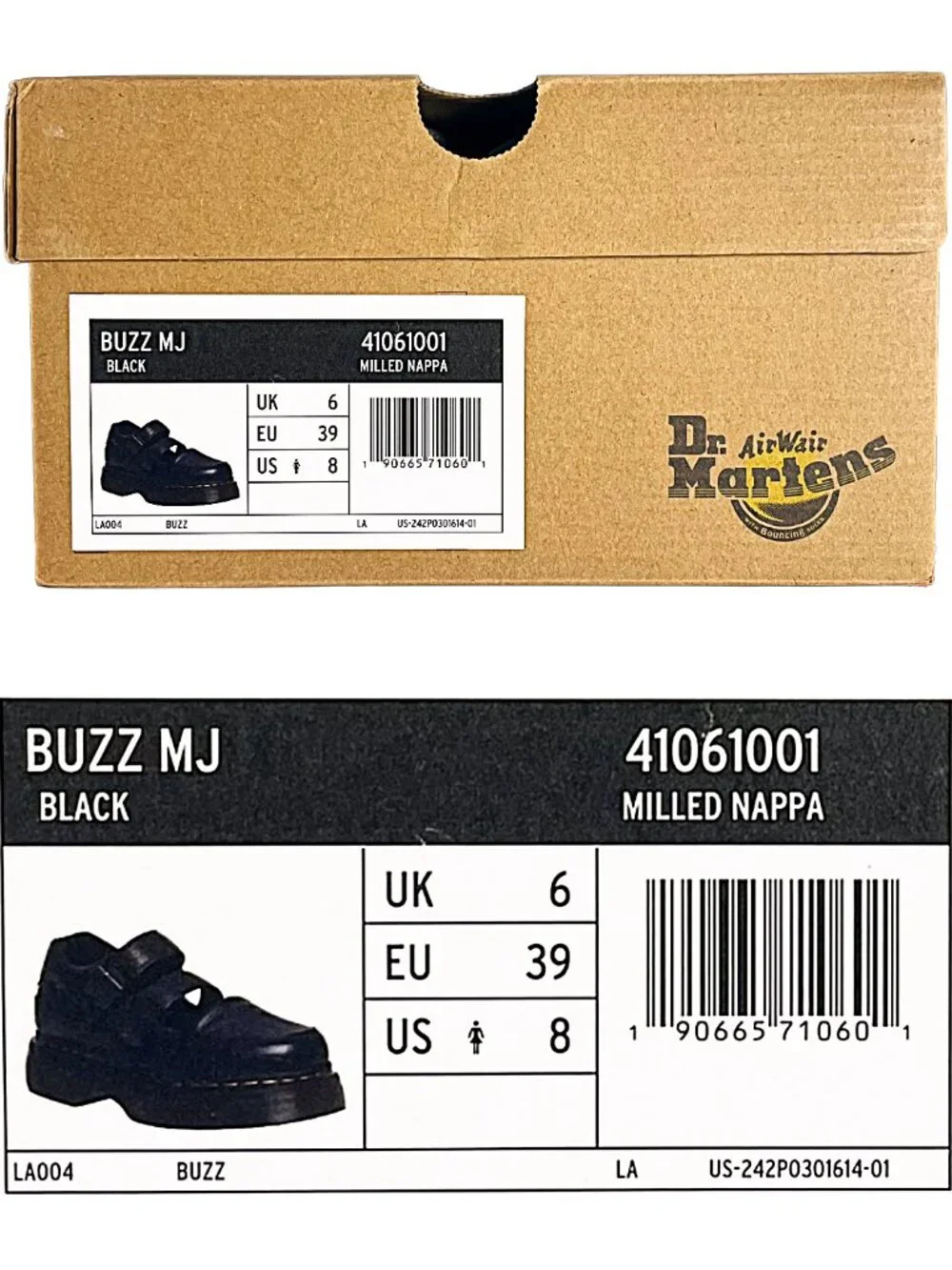 Dr. Martens Buzz Mary Jane Platform Shoes Black Milled Nappa NWT - Picture 6 of 12